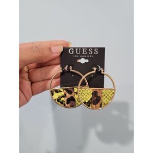 Guess Gold tone python hoop earrings